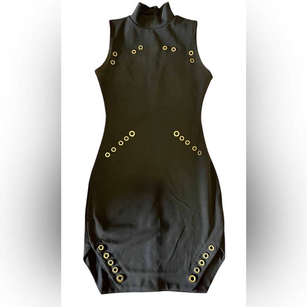 Dance & Marvel Black and Gold Strapless Sheath Dress